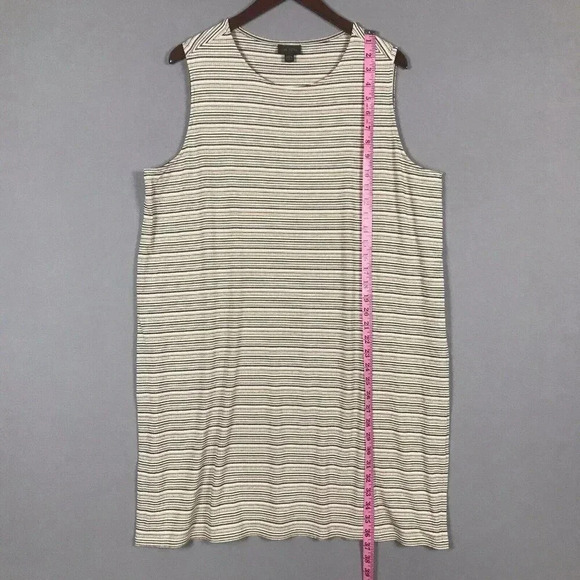 J Jill Wearever Size 1X Sleeveless Shift Tank Dress Side Slits Stretch Ribbed - Picture 7 of 14